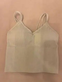 カップ付き　リブ編みライトグリーンキャミソール