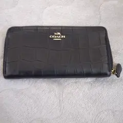 COACH ネイビー 長財布　クロコダイル型押し