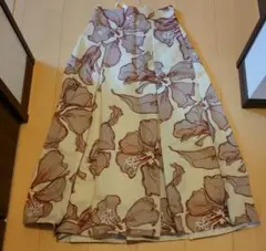 FRAY I.D Floral pattern flare long skirt back lace up