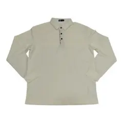 新品⭐ボタン付き　ポロシャツ L クリーム　長袖　ゴルフ　ゴルフウェア