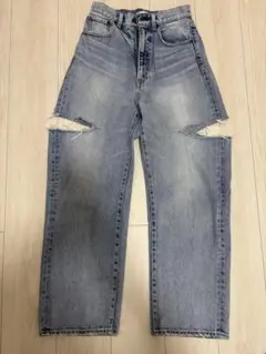 MOUSSY サイドカットダメージデニム 25