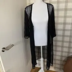 【新品】レース ロングカーディガン(プラックＭ)