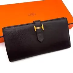 【美品】エルメス ベアン クラシック 二つ折り長財布 エプソン ブラウンのサムネイル