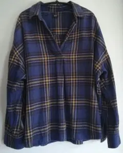 UNIQLO ネイビー・チェック柄 長袖シャツ L　レディース