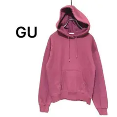 GU パーカー M ピンク 無地 スウェット フード 長袖 裏起毛