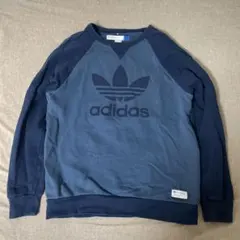 adidas スウェット ネイビー トレーナー 紺色 トップス 青 80s 古着