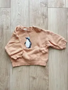 プティマイン/petitmainペンギン刺繍トレーナー 80cm オレンジ