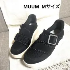 MUUM フリル ビジュー付き　厚底　スリッポンスニーカー 黒　Mのサムネイル
