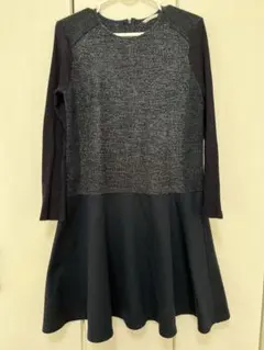 アウィーエフ 長袖Aラインワンピース 黒