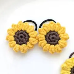 «79»真夏のひまわりヘアゴム　濃色