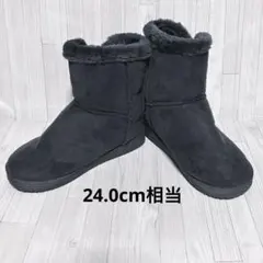 a1418 ムートンブーツ グレー Lサイズ 24cm相当ファーボア ボタン付き