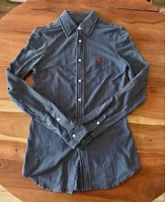 RalphLauren スリム ニットドレスシャツ ストライプ