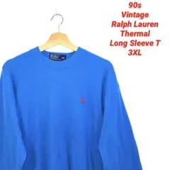 ハ*ル様 90s vintage ラルフローレン　サーマルロンT ターコイズブル