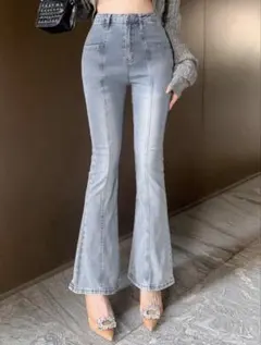 フレアデニムパンツ SHEIN dazy ベビーブルー L