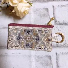 インド刺繍リボン　ポーチ　マルチポーチ　ハンドメイド　NO3295