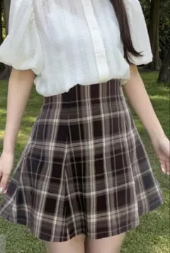 《GRL》New！チェック柄ハイウエストフレアミニスカート ［ta230］