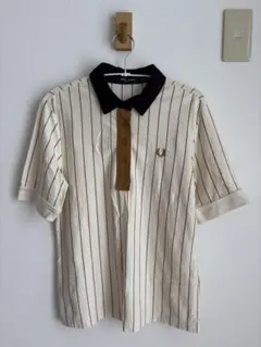 FRED PERRY フレッドペリー ポロシャツ 36 ストライプ ネイビー襟