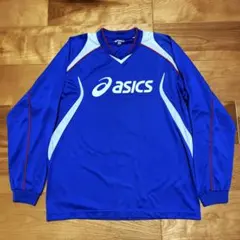 アシックス★青x白x赤★Mサイズ◎トレーニングシャツ★