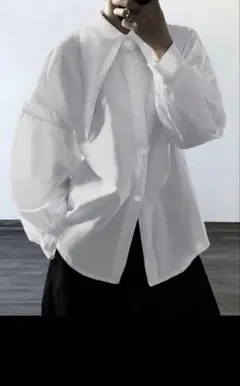 SHEIN 2WAY 変形シャツ ブラウス ビッグカラー 白 XS