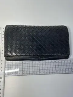 【ジャンク/リメイク素材】shilla 長財布 黒 網目模様