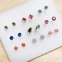 【G81】樹脂ピアス9ペア☆小さめカラフルセット