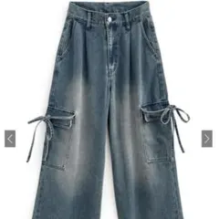 GRL カーゴリボンデニムパンツ[qu95］