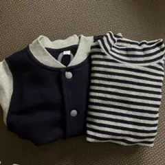 無印良品　ネイビー グレー ボタン付きジャケット90サイズ　インナー80サイズ