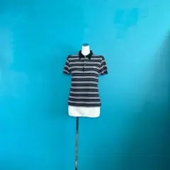 1353 バーバリーブラックレーベル　ストライプ 半袖ポロシャツ