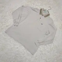 クロコダイル　長袖　ポロシャツ　ワンポイントロゴ　綿100% M ライトベージュ