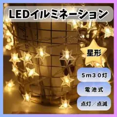 LED ライト 5m 30球 イルミネーション スター 星 電池式 ハロウィン