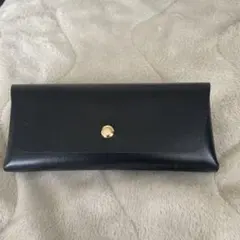 ブラックレザー メガネケース スナップボタン式