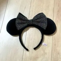 ディズニー　ミニー　黒　リボン付きカチューシャ　1.2日で配送◎