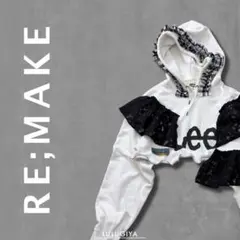 再構築 Lee ショート丈 パーカー メロウ フリルドッキング古着リメイク