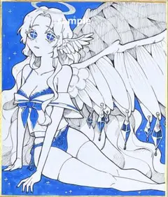 【大色紙】手描き アナログ 天使 オリジナル女の子 イラスト 原画 セーラー服