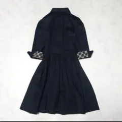 バーバリー シャツワンピース フリル ノバチェック 黒 ホースロゴ M