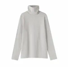 〈無印良品〉起毛フライス編みタートルネック長袖Ｔシャツ　Ｍ・ライトグレー