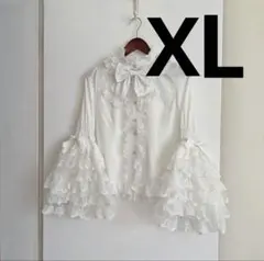 未使用 ロリータ ブラウス ホワイト フリル リボン XL