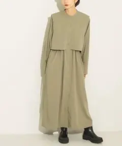 即日発送】ESIO ワイドレッグオールインワン スタンドカラー 