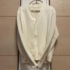 春物【GU 白Vネック 長袖カーディガン】Sサイズ　シンプル【美品処分】ジーユー
