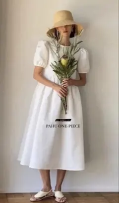 2回着用美品●bow.a ボウエー ●パフスリーブ ワンピース●ホワイト 白 Sのサムネイル