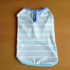 【新品未使用】犬服　Mサイズ　ライトブルー　ボーダー柄のサムネイル