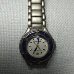 COURREGES シルバー ブルー腕時計 日本製　電池新品交換済み