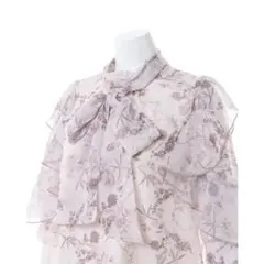 INGNI イング　袖フリル花柄シアー5分袖ブラウス