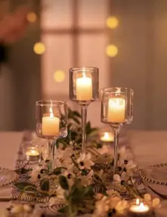 ガラスキャンドルホルダー3点セット