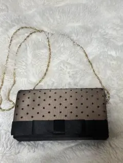 【美品】ドット柄リボン付きパーティーバッグ