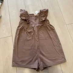 H&M フリル付きブラウンロンパース 80cm