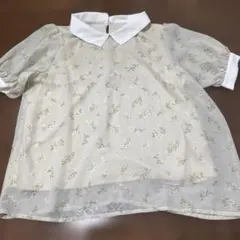 花柄 シフォン ブラウス 半袖 フリーサイズ アース 上品