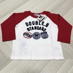 新品タグ付き♡ダブルビーDOUBLE.B♡ラグランスリーブワッペンTシャツ　90