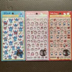 ☆正規品☆スティッチ・ハローキティ ボンボンドロップシール 3枚セット