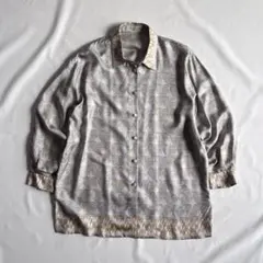 90s Aquascutum pure silk shirt 総柄 イタリア製のサムネイル